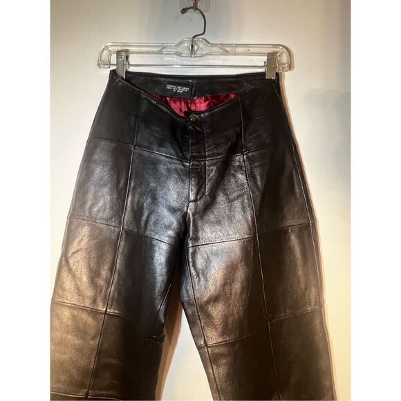 Y2K 100% Leather Black pants boot cut| size 4 - Picture 8 of 9